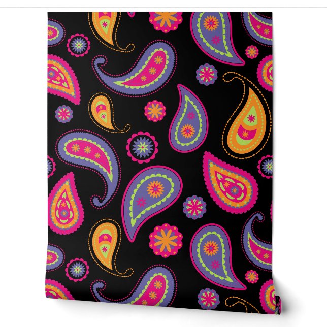 Papel Pintado Patrón continuo de Paisley colorido (Desenrollar)