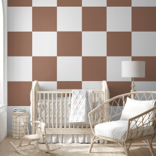 Papel Pintado Patrón controlado en blanco y mousse de mocha