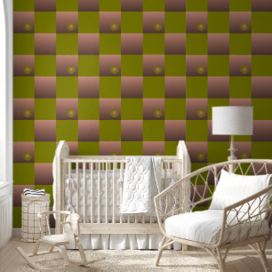 Papel Pintado Patrón controlado en verde marrón y oliva