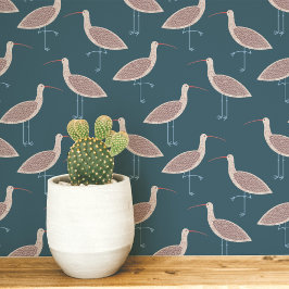 Papel Pintado Patrón costero de ave zarapito