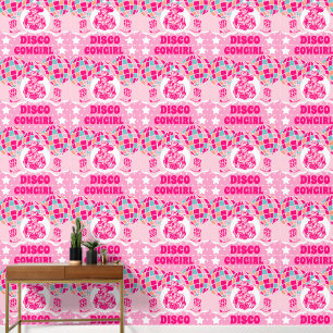 Papel Pintado Patrón Cowgirl de disco rosado
