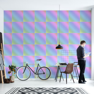 Papel Pintado Patrón cuadrado de gradiente de arcoiris pasto neg