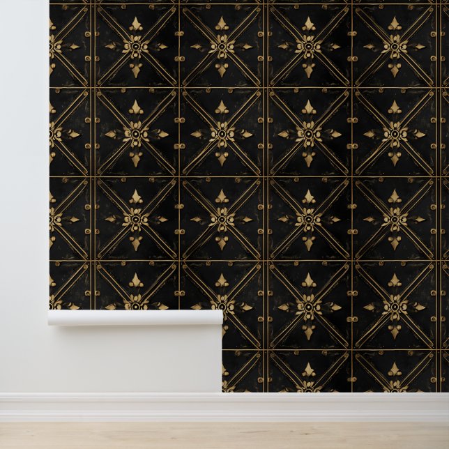 Papel Pintado Patrón cuadrado oscuro (Solicitud)