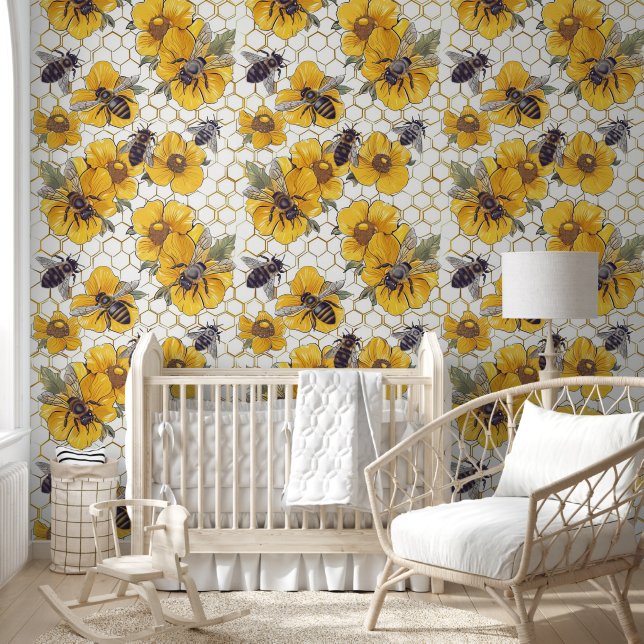 Papel Pintado Patrón de abejas con baldosas de unisex (Niños)