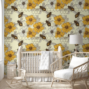 Papel Pintado Patrón de abejas con baldosas de unisex