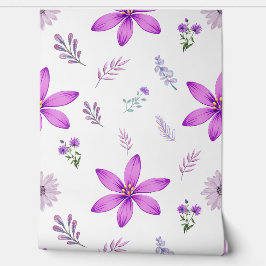 Papel Pintado Patrón de Acentos Púrpura Floral sin Margen