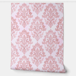 Papel Pintado Patrón de acuarela damasco victoriano rosa bonito