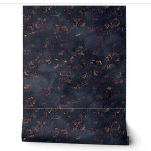Papel Pintado Patrón de acuarela de damasco de cobre patina