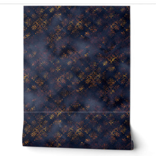 Papel Pintado Patrón de acuarela de damasco de cobre patina