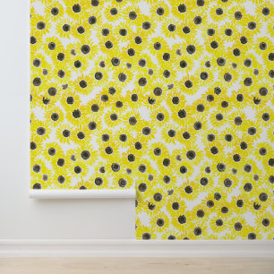 Papel Pintado Patrón de acuarela de girasoles
