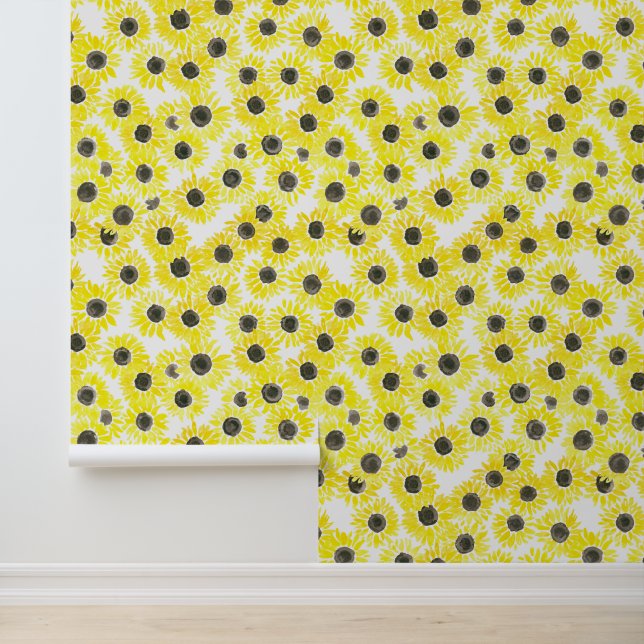 Papel Pintado Patrón de acuarela de girasoles (Solicitud)
