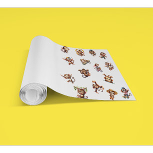 Papel Pintado Patrón de acuarela de mono gracioso