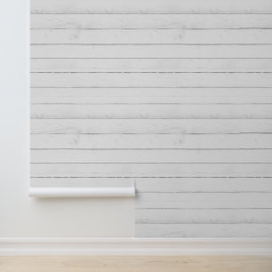 Papel Pintado Patrón de acuarela de repetición de maderas blanca