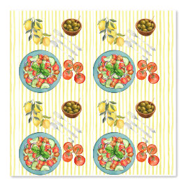 Papel Pintado patrón de acuarela de verano mediterráneo