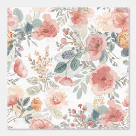 Papel Pintado Patrón de Acuarela Floral Jardín Coral Rubor