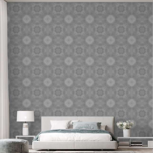 Papel Pintado Patrón de acuarela geométrica gris (Dormitorio)