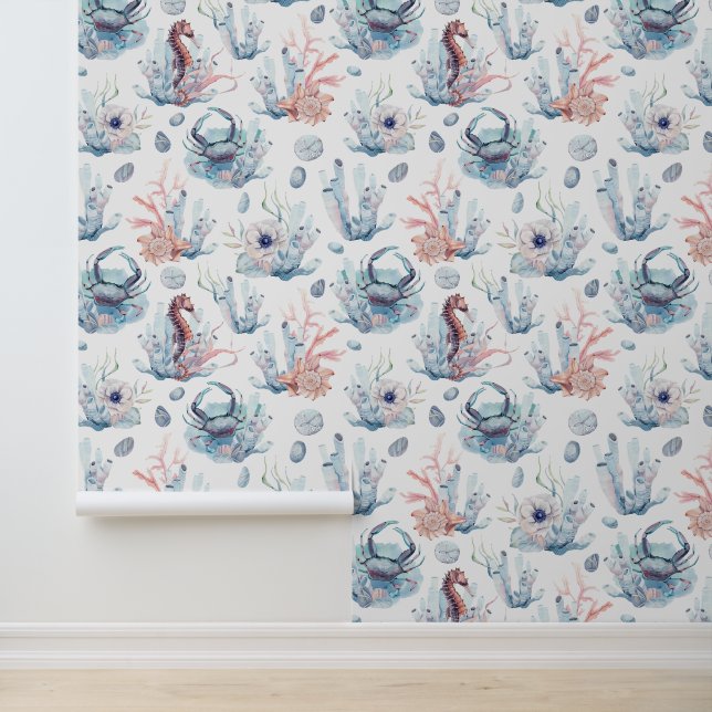 Papel Pintado Patrón de acuarelas de los tesoros marinos (Solicitud)