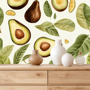 Papel Pintado Patrón de aguacate acuarela tropical