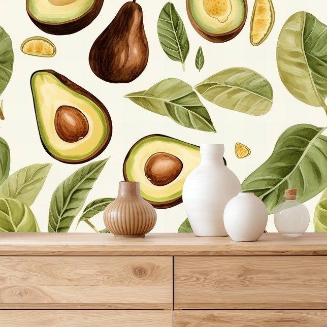 Papel Pintado Patrón de aguacate acuarela tropical (Subido por el creador)