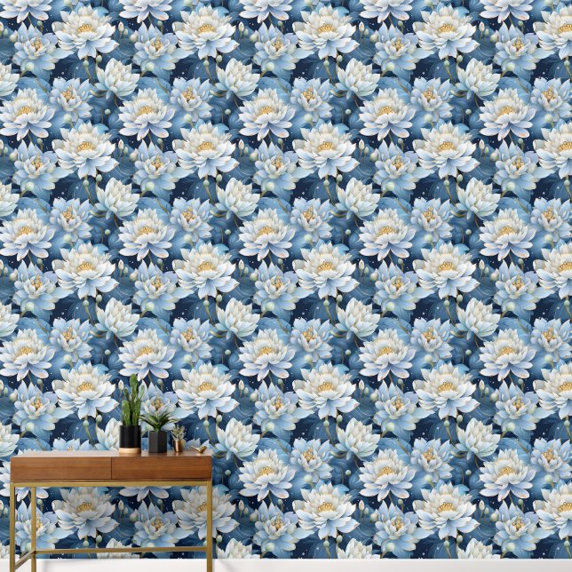 Papel Pintado Patrón de alicatado con flores de Lotus (Pasillo)