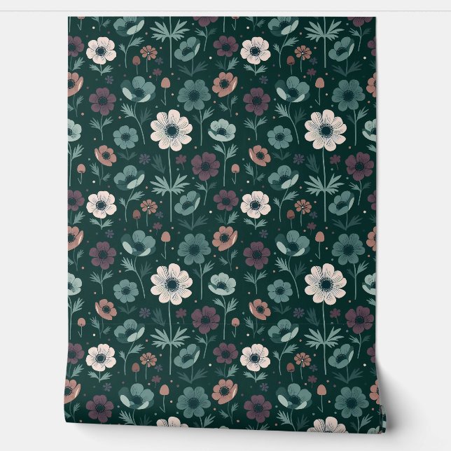 Papel Pintado Patrón de anémona encantadora (Desenrollar)