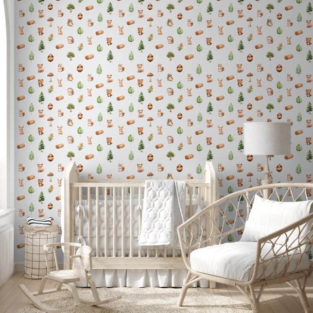 Papel Pintado Patrón de animales de bosque (Niños)
