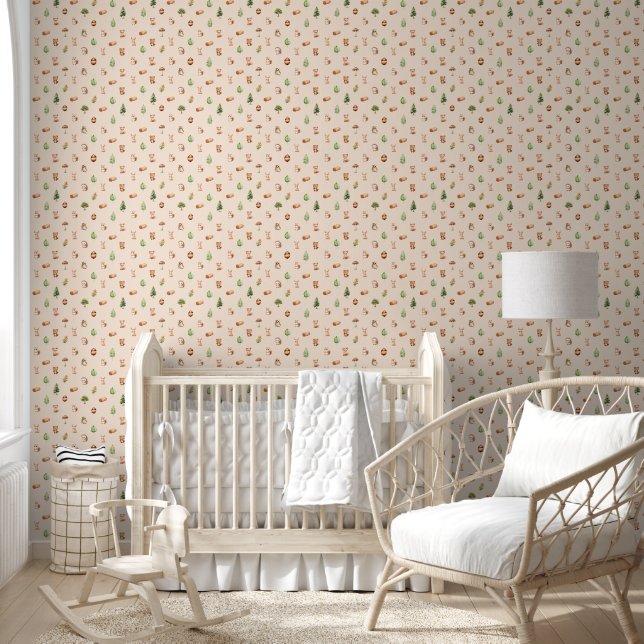 Papel Pintado Patrón de animales de bosque de bosques de bosques (Niños)