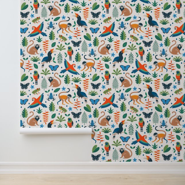 Papel Pintado Patrón de animales de selva tropical (Solicitud)