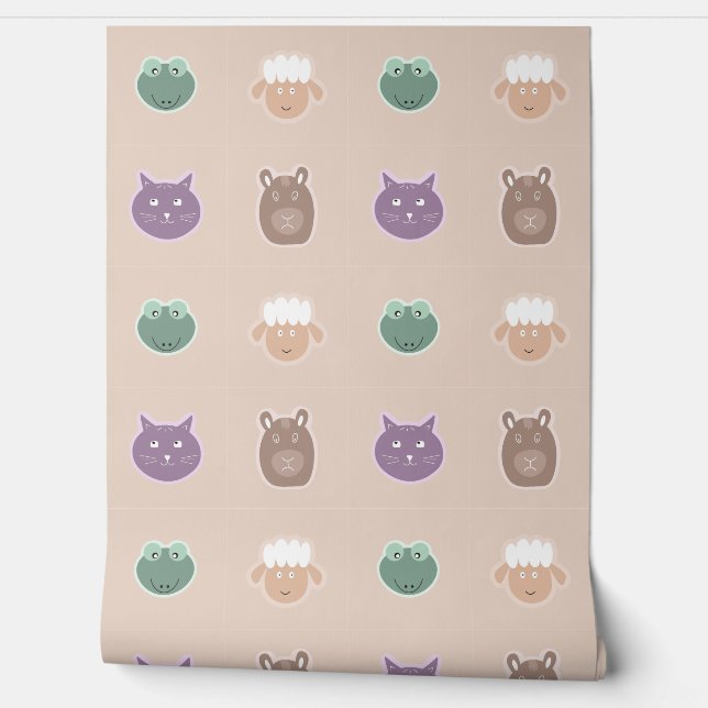 Papel Pintado patrón de animales divertidos (Desenrollar)