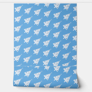 Papel Pintado Patrón de árbol de Navidad azul festivo