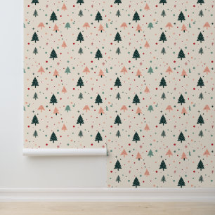 Papel Pintado Patrón de árbol de Navidad de Cute Pastel