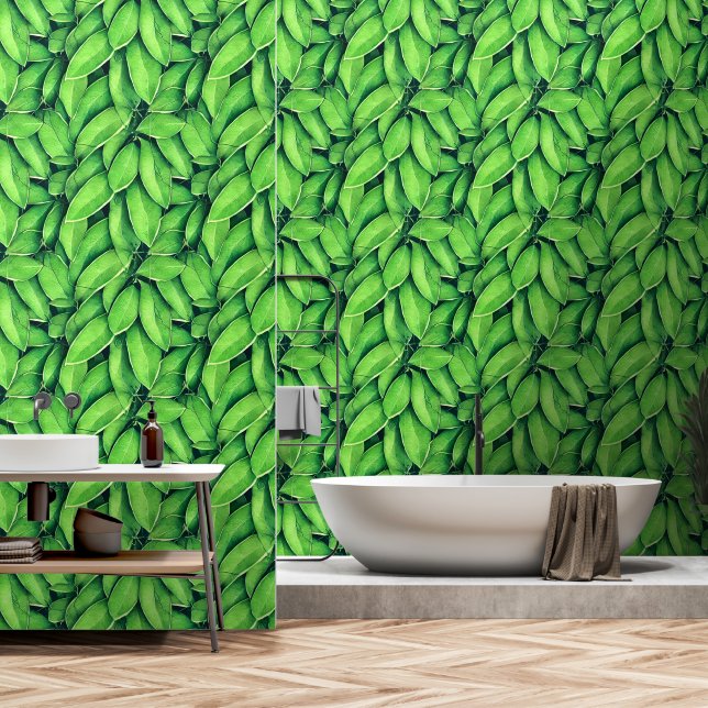 Papel Pintado Patrón de árboles de hoja forestal follaje de bosq (Baño)