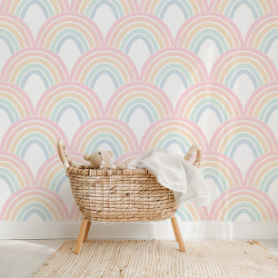Papel Pintado Patrón de arcoiris lindo Pastel para niños bebé