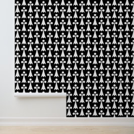 Papel Pintado Patrón de armiño, patrón medieval, blanco sobre ne