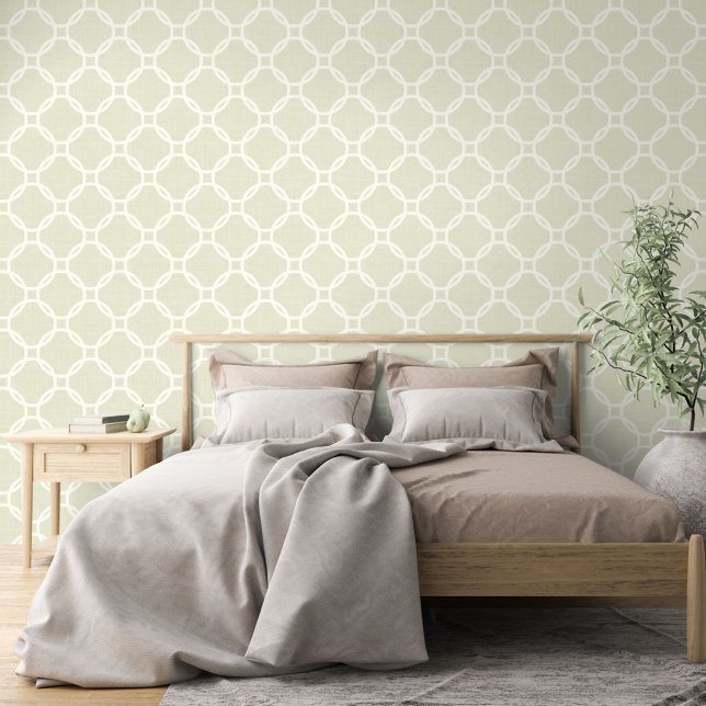 Papel Pintado Patrón De Arte De Círculos De Marfil En Beige Verd (Subido por el creador)