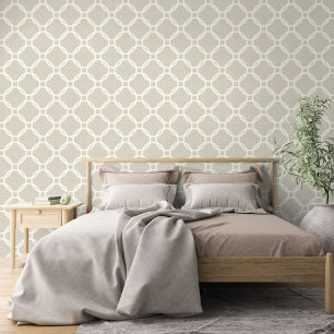 Papel Pintado Patrón de arte de círculos de marfil sobre beige c