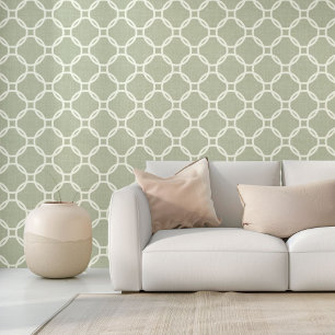 Papel Pintado Patrón de arte de círculos de marfil sobre fondo v