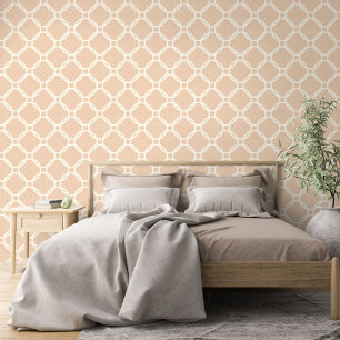 Papel Pintado Patrón de arte de círculos de marfil sobre naranja