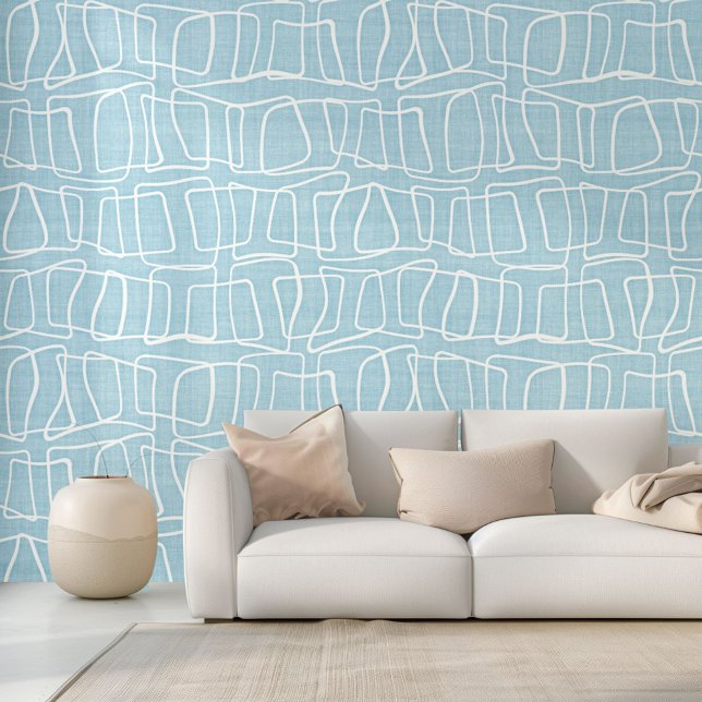 Papel Pintado Patrón de arte de cuadros redondos modernos azul p (Subido por el creador)