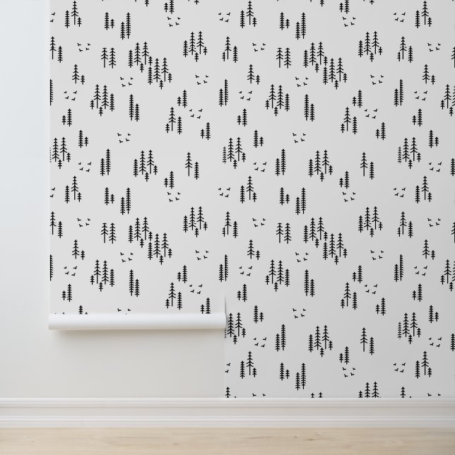 Papel Pintado Patrón de arte de línea de bosque (Solicitud)