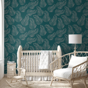 Papel Pintado Patrón de arte de líneas verdes
