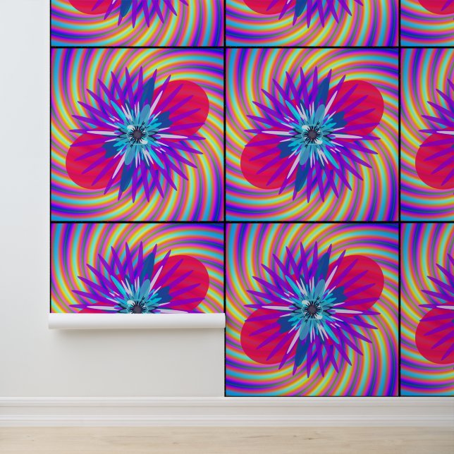 Papel Pintado Patrón de arte de mandala de arcoíris abstracto (Solicitud)