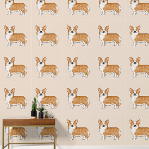 Papel Pintado Patrón de arte de perro Corgi galés de Pembroke ro
