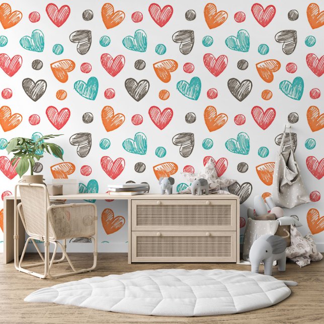 Papel Pintado Patrón de arte del Coral Rojo Naranja Azul Turques (Subido por el creador)