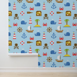 Papel Pintado Patrón de arte en el mar Pixel