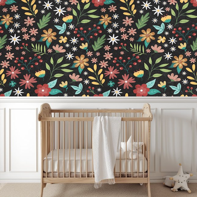 Papel Pintado Patrón de arte florístico botánico bonito (Subido por el creador)