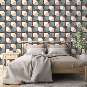 Papel Pintado Patrón de arte retro azul de pizarra gris beige ma
