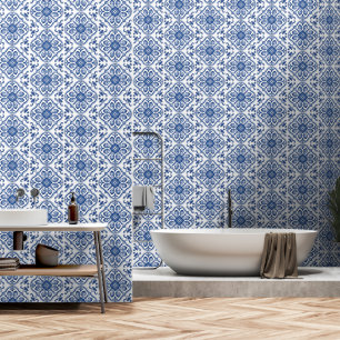 Papel Pintado Patrón de azulejo portugués Azulejo baldosas azule