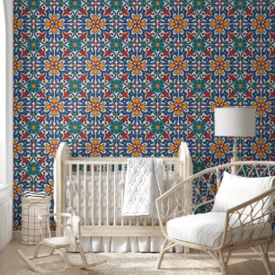 Papel Pintado Patrón de Azulejos de colores