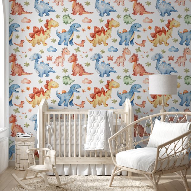 Papel Pintado Patrón de Baby Dino (Niños)